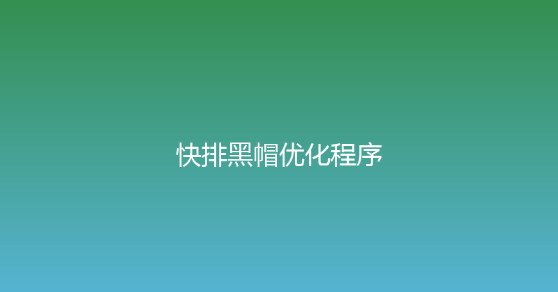 快排黑帽优化程序 封面图