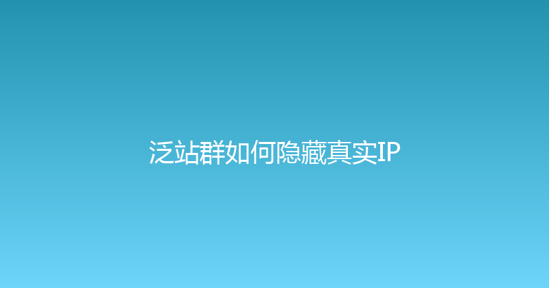 泛站群如何隐藏真实IP 封面图