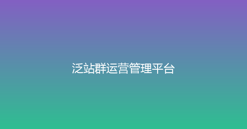 泛站群运营管理平台 封面图