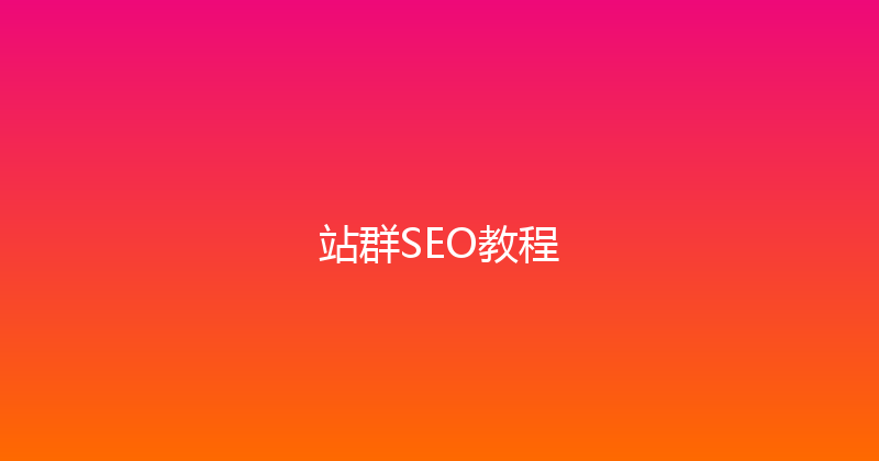 站群SEO教程 封面图