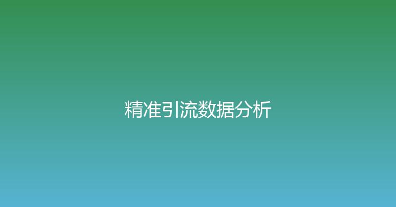 精准引流数据分析 封面图