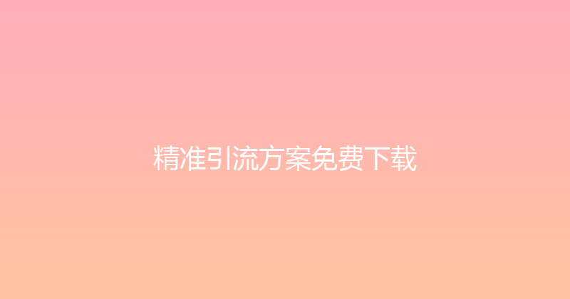 精准引流方案免费下载 封面图