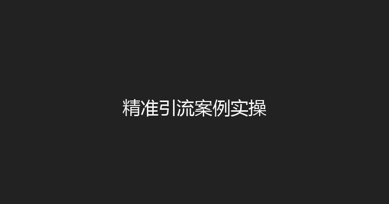 精准引流案例实操 封面图